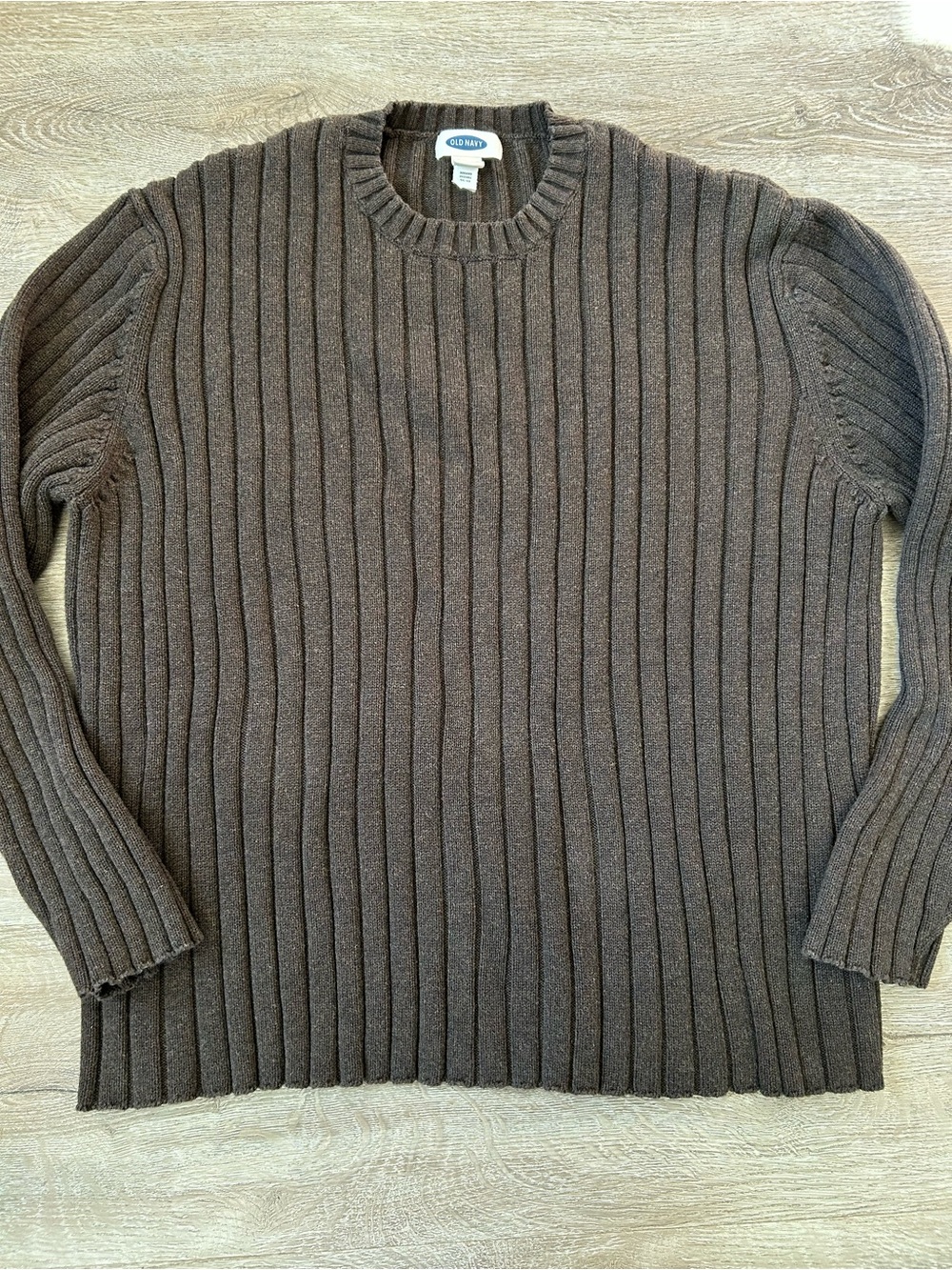 Chocolate Brown %100 Cotton Ribbed Crewneck Sweater Old Navy
